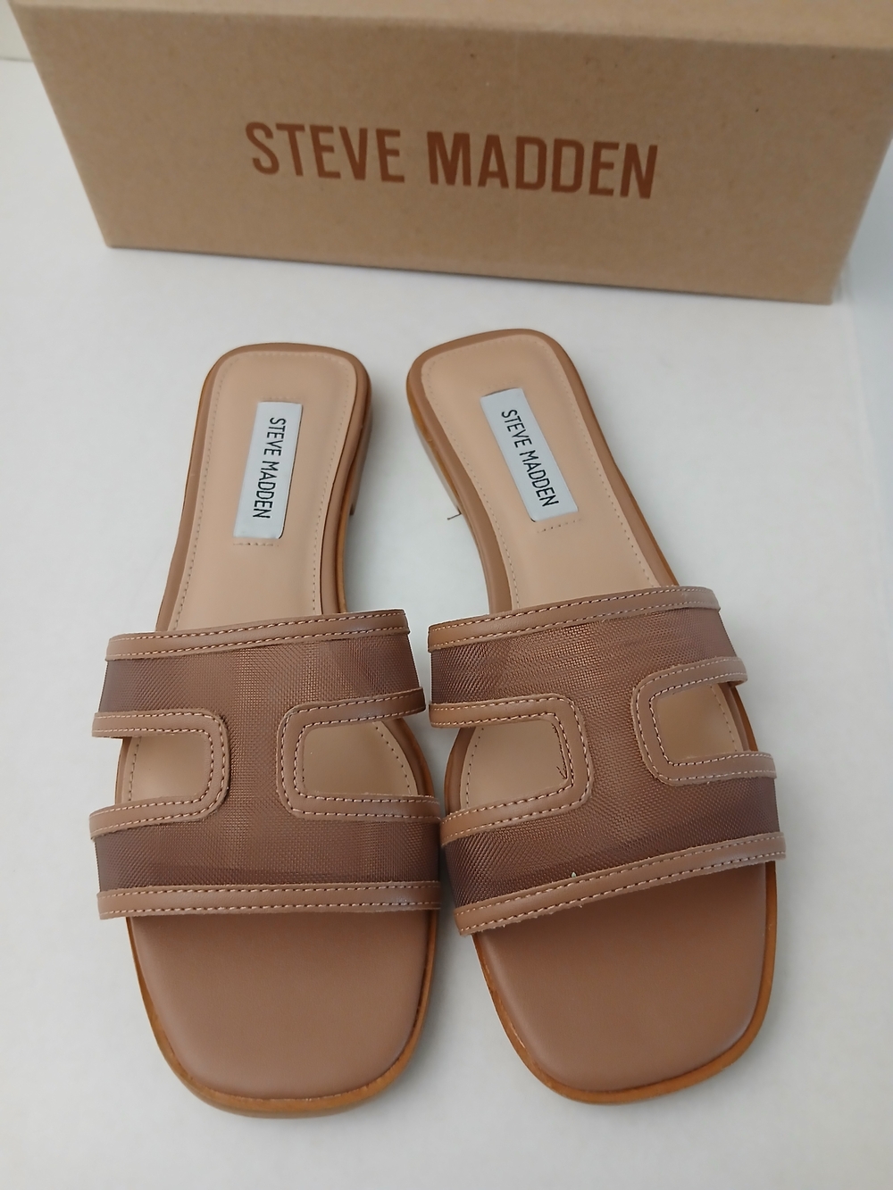 Steve Madden Nude/Tan Slide Mules with Mesh Straps New $25 - Picture 4 of 16